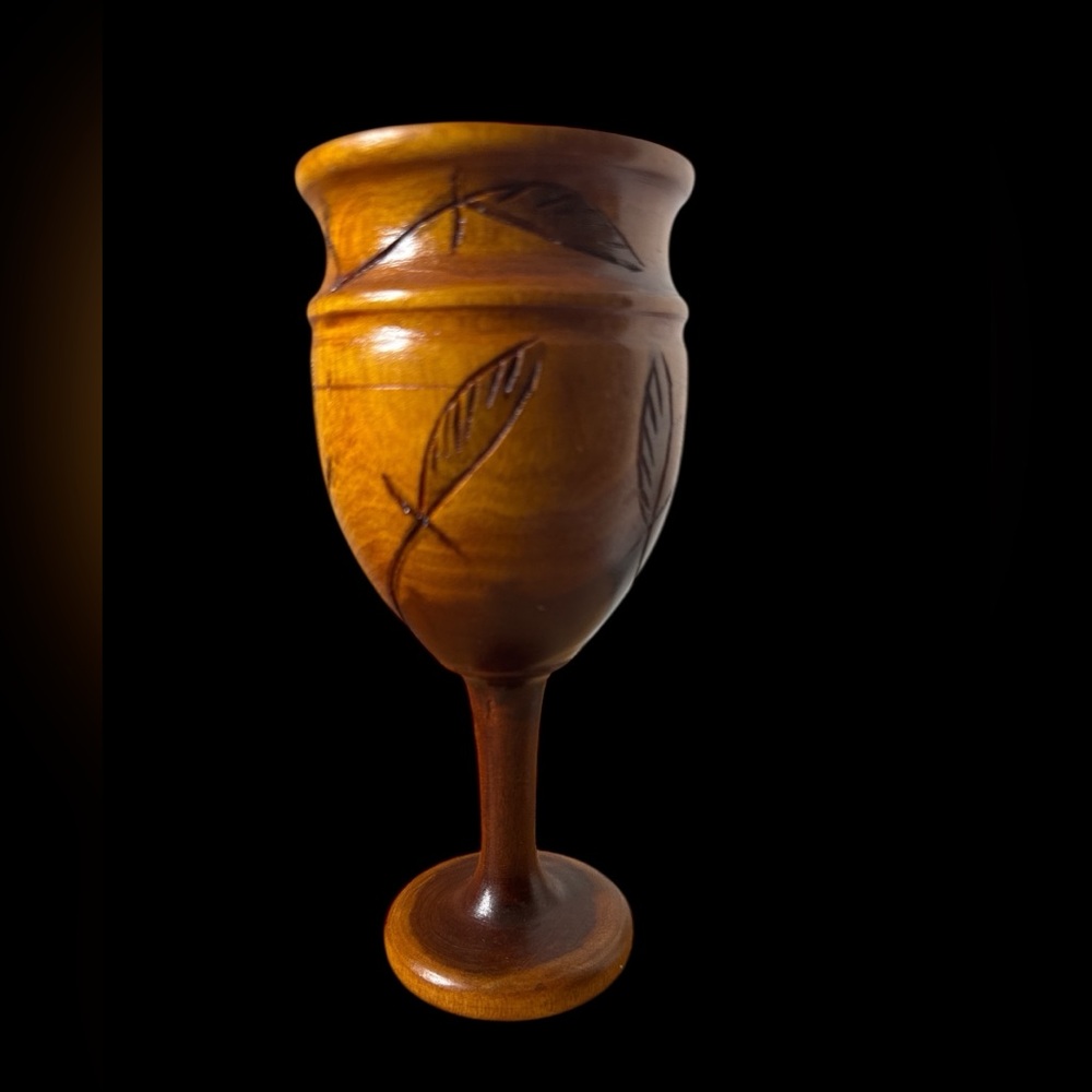 Hand Carved Wooden Goblet. (1-M)